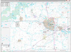 Ann Arbor Metro Area Wall Map Premium Style 2026